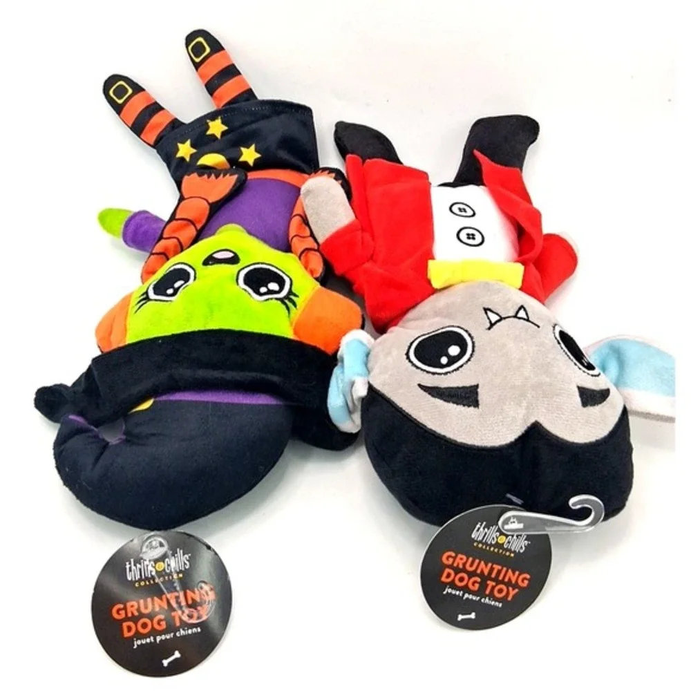 Thrills and‎ Chills Halloween Creepy Dog Grunting Chew Toy Vampire Witch Bundle